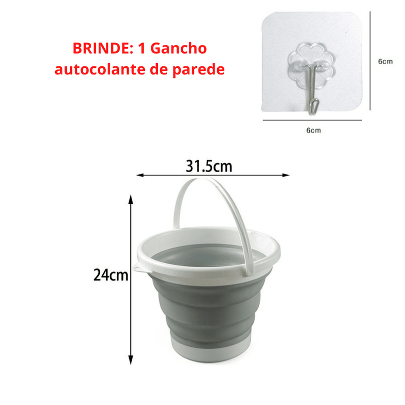 Balde Dobrável Retrátil 10 Litros DEEP CLEAN + Brinde - Inov&tec