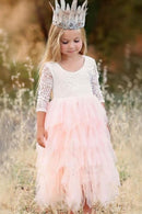 Vestido Flor de Tule com Renda