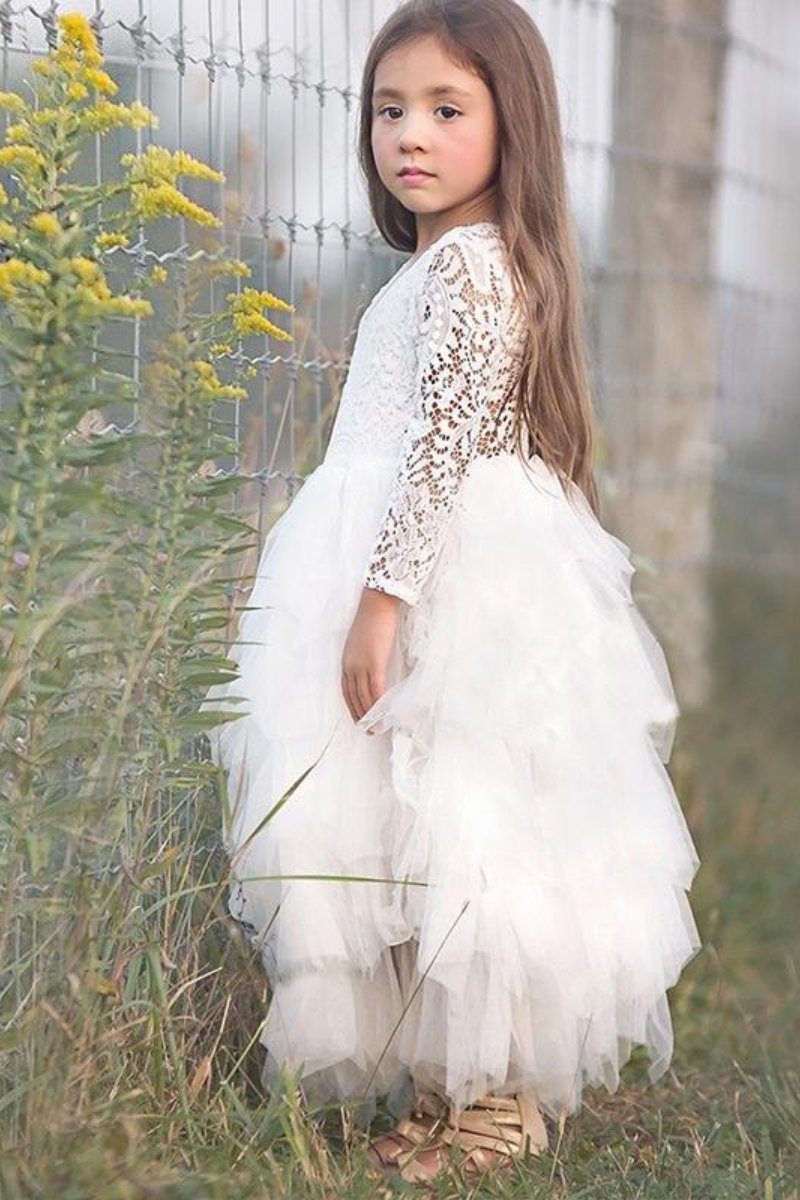 Vestido Flor de Tule com Renda