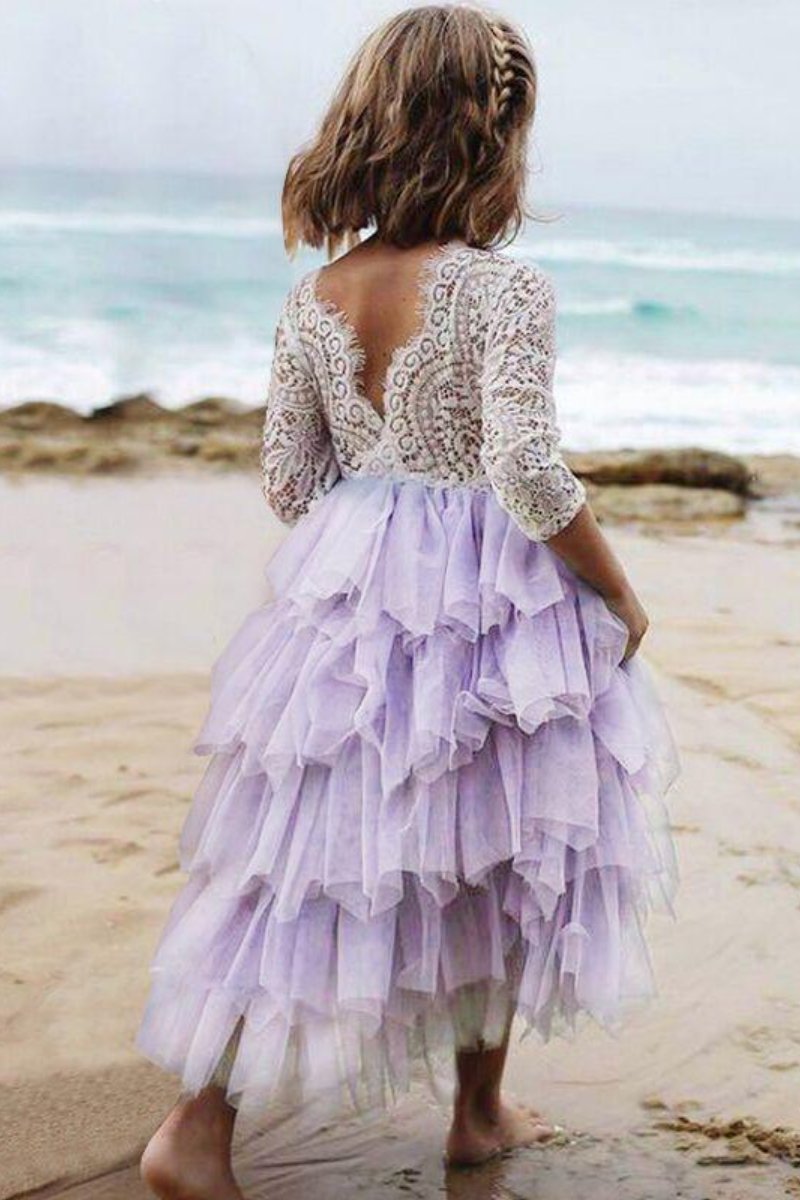 Vestido Flor de Tule com Renda