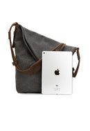 Bolsa de Ombro de Lona e Aparada em Couro