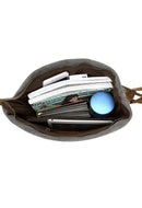 Bolsa de Ombro de Lona e Aparada em Couro