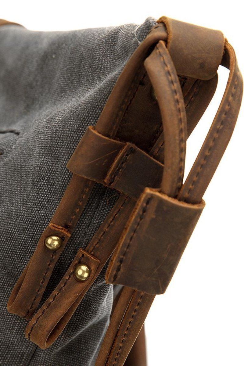 Bolsa de Ombro de Lona e Aparada em Couro
