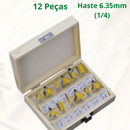 Jogo de Fresas Amarelas 12 pçs Haste 6.35mm (1/4)