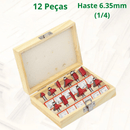 Jogo de Fresas Vermelhas 12 pcs Haste 6.35mm (1/4)