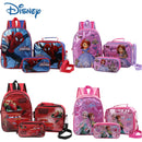 Mochila Infantil Personagens Favoritos Unisex Com Lancheira e Estojo - Frozen, Carros, Homem Aranha, Princesa Sofia