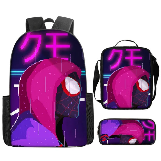 Kit Escolar Infantil Mochila com Lancheira e Estojo Homem Aranha