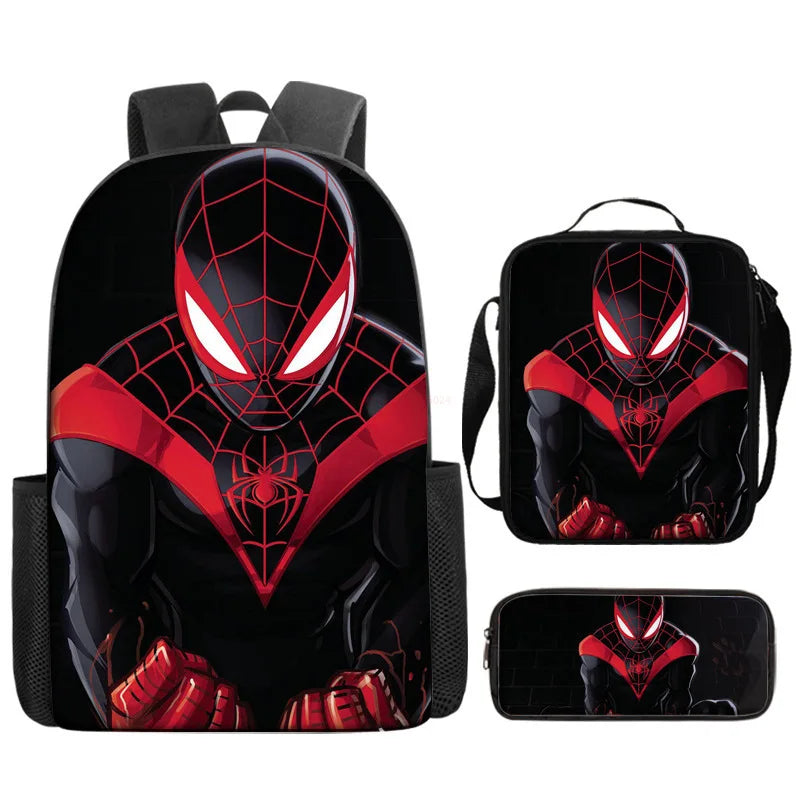 Kit Escolar Infantil Mochila com Lancheira e Estojo Homem Aranha