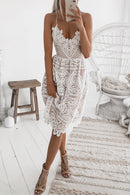 Vestido Midi Rendado com Costa Nua Boho Chic Allure