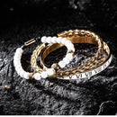 Kit 3 Pulseiras Premium Banhada a Ouro com Strass e Diversos Pingentes ROYAL