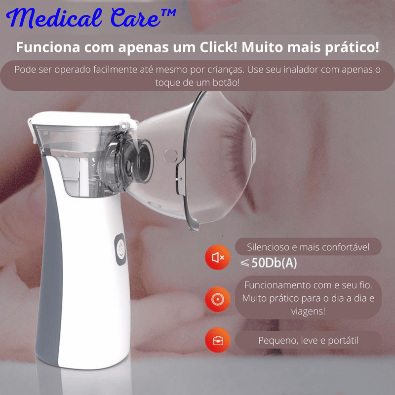 Inalador Nebulizador Portátil Silencioso MEDICAL CARE Sem Fio - Inov&tec