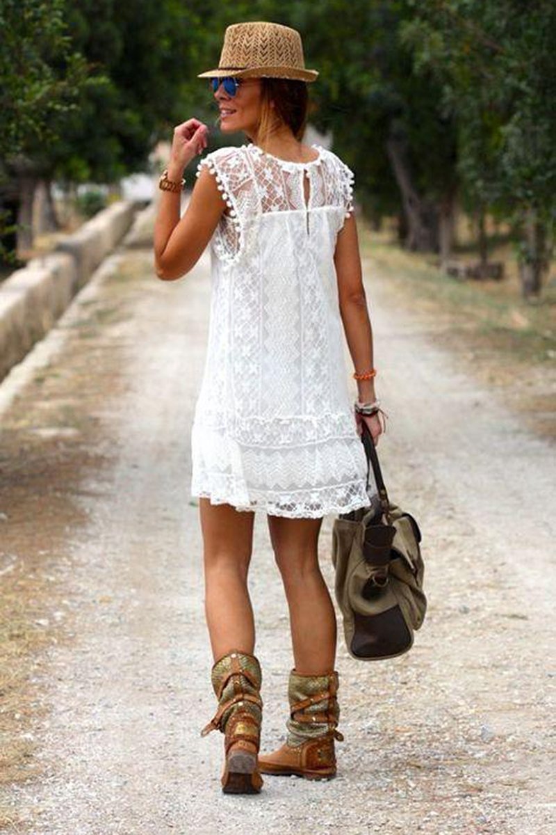 Vestido Curto Renda Boho - Pom-Pom