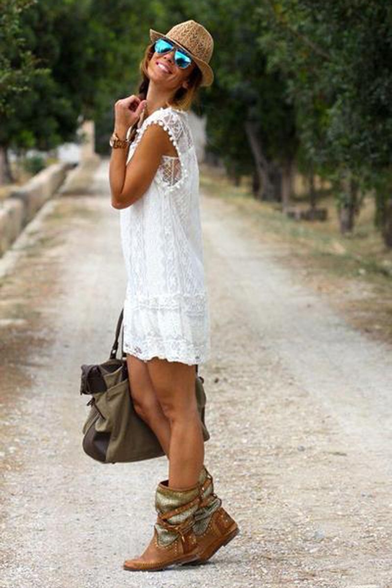 Vestido Curto Renda Boho - Pom-Pom