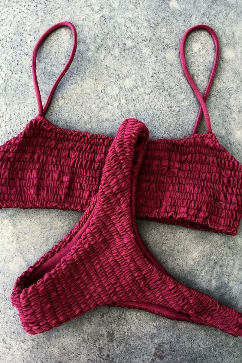 Biquíni Liso Malha Canelada - Vintage Elegance