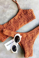 Biquíni Liso Malha Canelada - Vintage Elegance