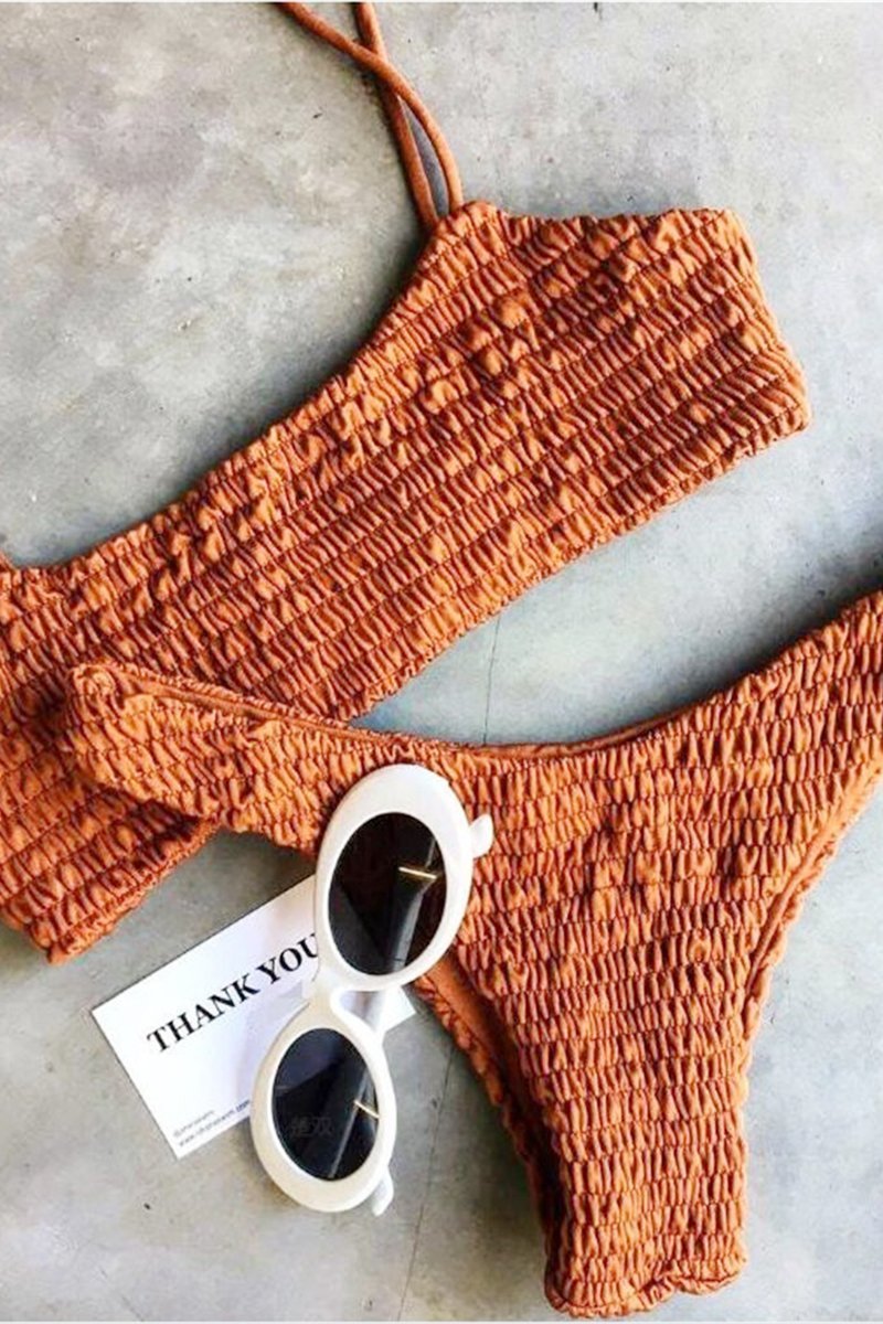 Biquíni Liso Malha Canelada - Vintage Elegance