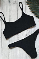 Biquíni Liso Malha Canelada - Vintage Elegance