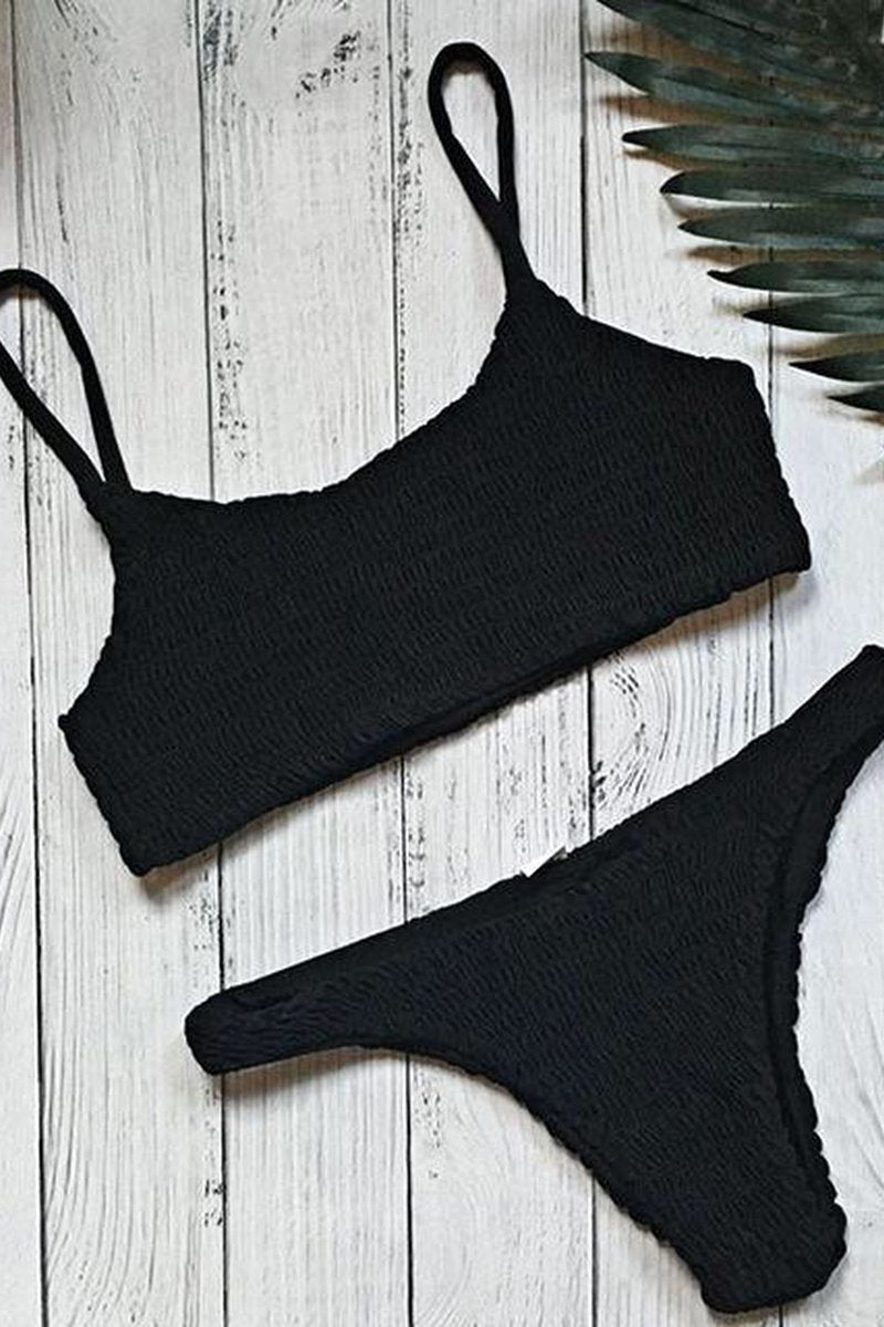 Biquíni Liso Malha Canelada - Vintage Elegance