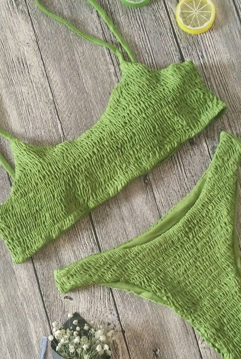 Biquíni Liso Malha Canelada - Vintage Elegance