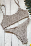 Biquíni Liso Malha Canelada - Vintage Elegance