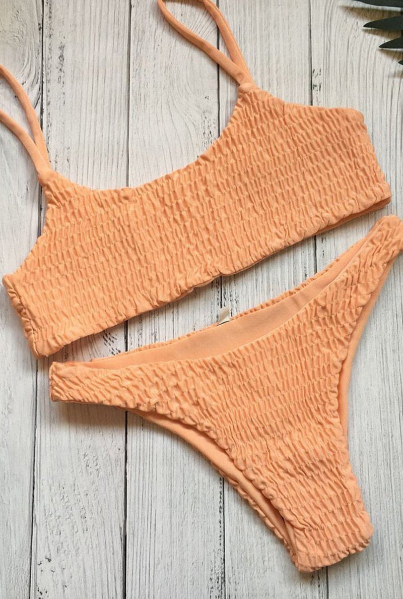Biquíni Liso Malha Canelada - Vintage Elegance