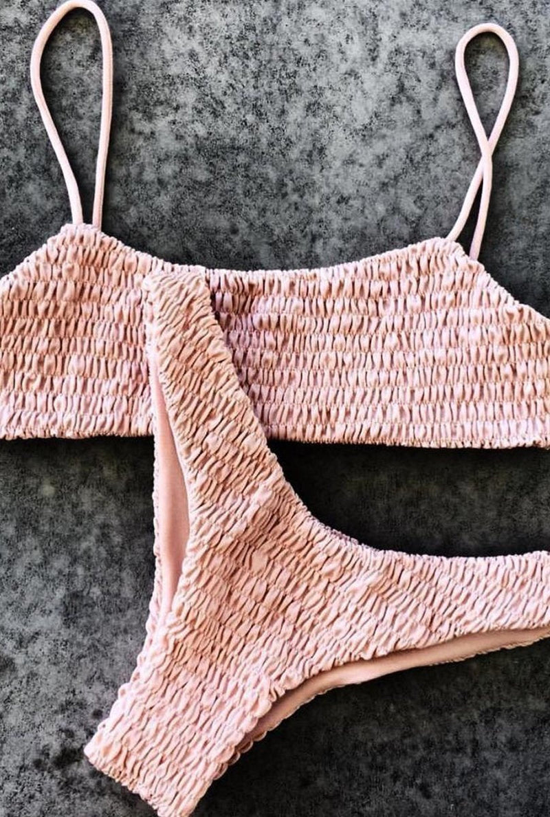 Biquíni Liso Malha Canelada - Vintage Elegance