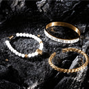 Kit 3 Pulseiras Premium Banhada a Ouro com Strass e Diversos Pingentes ROYAL