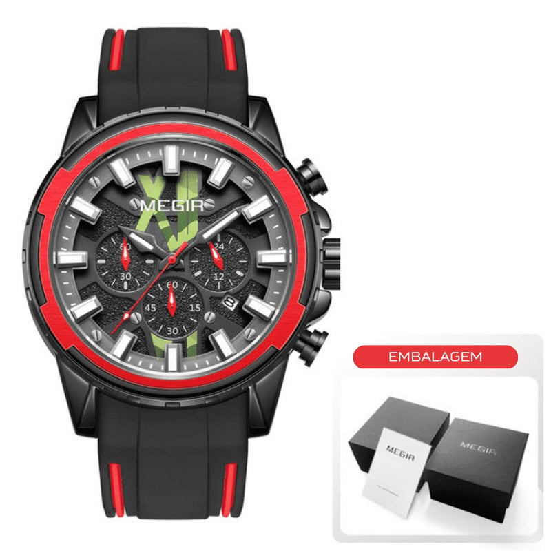 Relógio Masculino MEGIR SPORT EXPLORER - Design 3D, Cronógrafo, Movimento de Quartzo