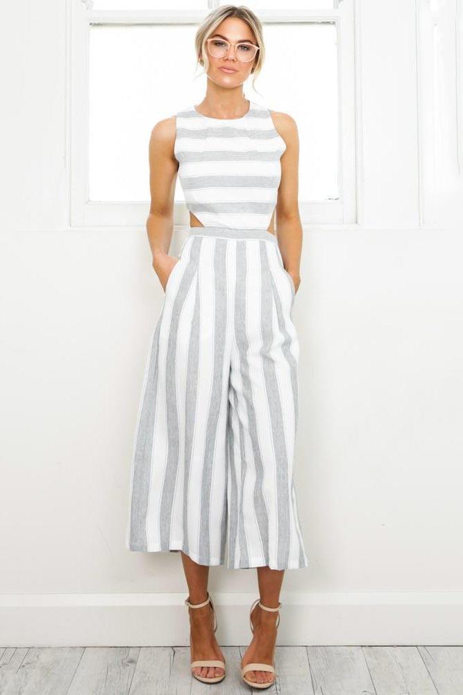 Macacão Feminino Pantacourt Listrado - Tropical