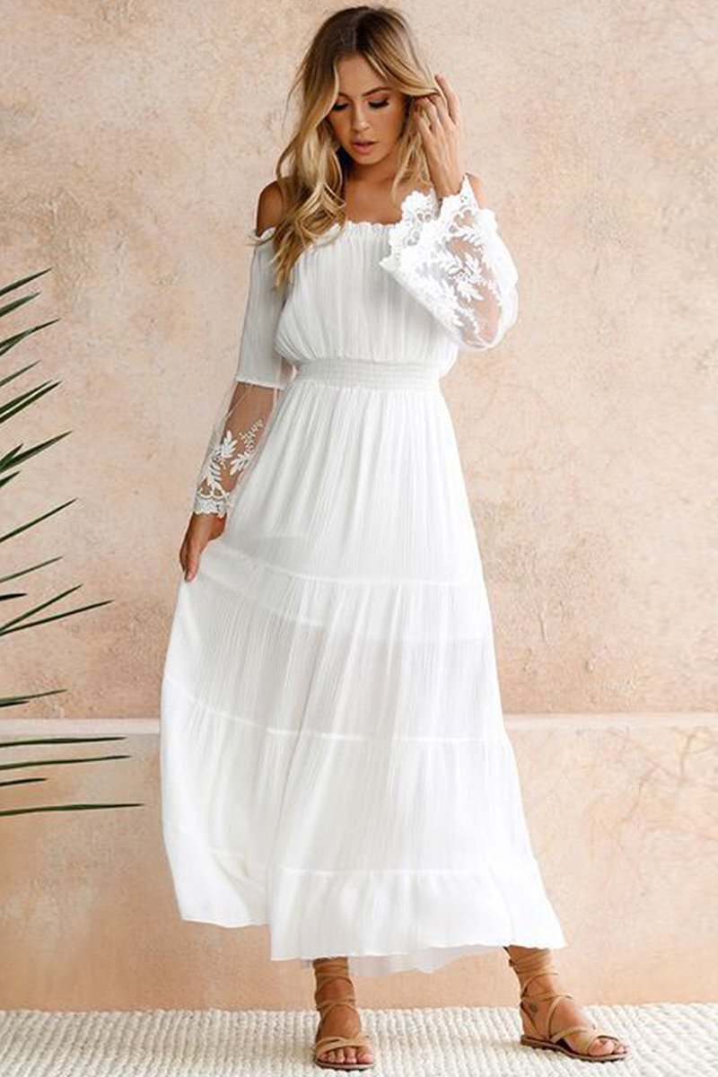 Vestido Longo Ombro a Ombro Vintage - Maxi