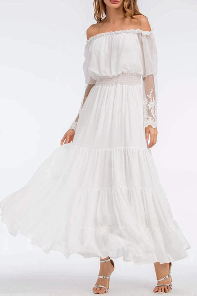 Vestido Longo Ombro a Ombro Vintage - Maxi