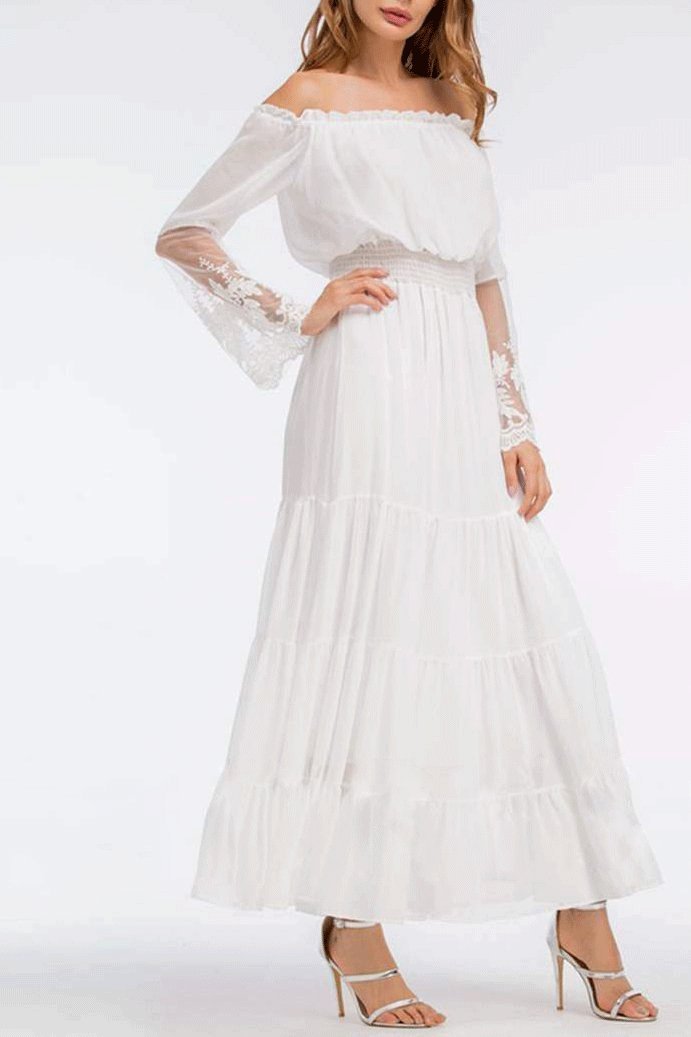 Vestido Longo Ombro a Ombro Vintage - Maxi