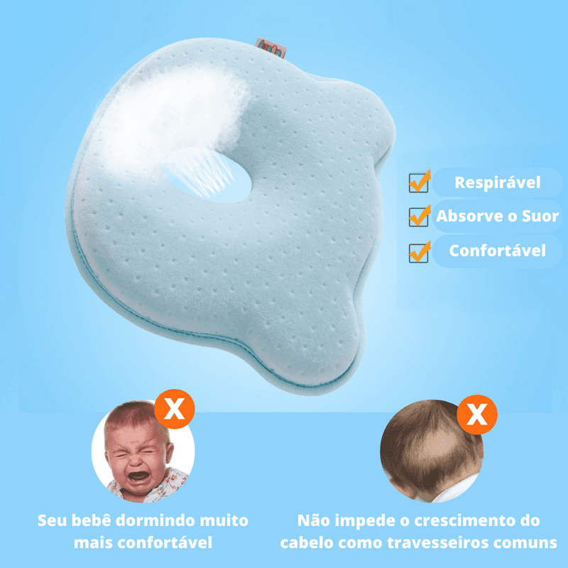 Travesseiro Para Bebê Que Corrige e Previne Plagiocefalia (Anti Cabeça Achatada) - ROUND HEAD - Inov&tec