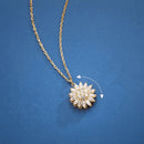 Corrente Giratória Feminina Girassol Banhada em Ouro e Prata Cravejada em Zircônia SUNFLOWER