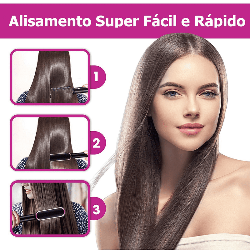 Escova Alisadora 5 em 1 Original BEAUTY HAIR -Modela, Hidrata, Anti-Frizz - Inov&tec