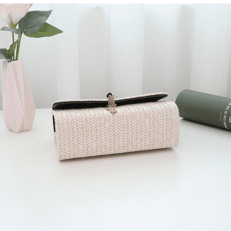 Bolsa Feminina de Ombro Trançada em Ráfia Clutch HandBag OLD FASHION