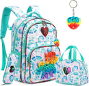 Kit 4 em 1 Escolar Infantil Mochila, Estojo e Lancheira + Chaveiro com Pop It