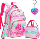 Kit 4 em 1 Escolar Infantil Mochila, Estojo e Lancheira + Chaveiro com Pop It