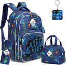 Kit 4 em 1 Escolar Infantil Mochila, Estojo e Lancheira + Chaveiro com Pop It