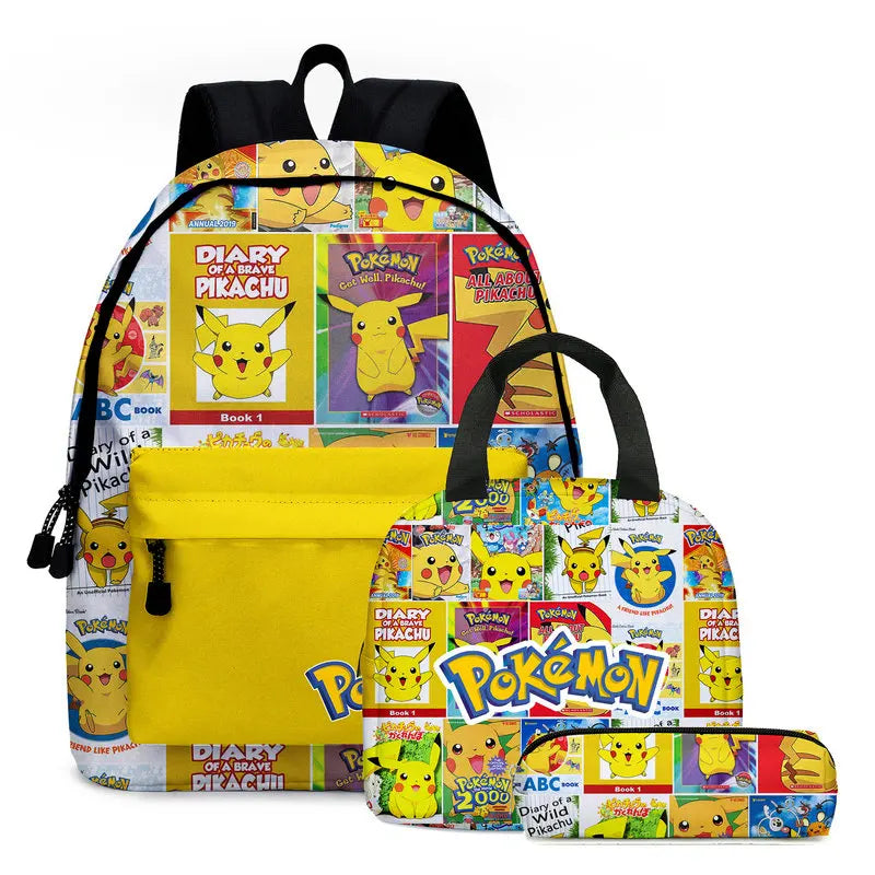 Kit Escolar Infantil 3 em 1 Mochila com Lancheira e Estojo Pokémon