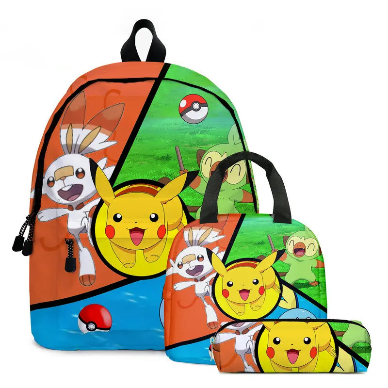 Kit Escolar Infantil 3 em 1 Mochila com Lancheira e Estojo Pokémon