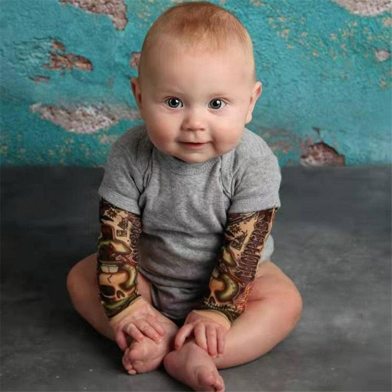 Camiseta/Body Com Tatuagem Fake Para Crianças e Bebes - TATOO BABY Divertido e Confortável - Inov&tec
