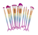 Kit de Pincéis para Maquiagem Sereia - 10 Peças