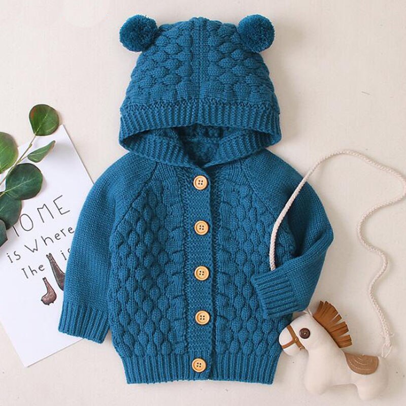 Casaco Cardigan Com Capuz para Bebes e Crianças MEU URSINHO