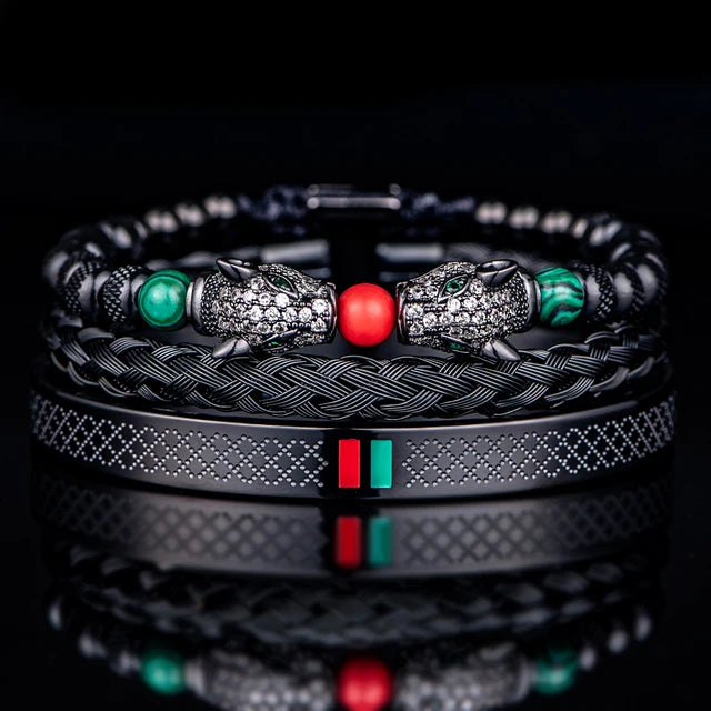 Pulseira DUAL LEOPARD - Joia em Aço Inoxidável Banhada em Ouro e Prata