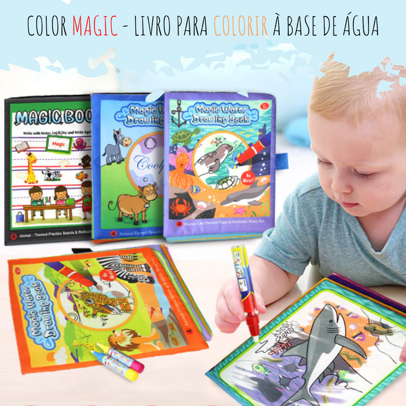 kit 2 Livros Infantis para Colorir à Base de Água Magic Fun