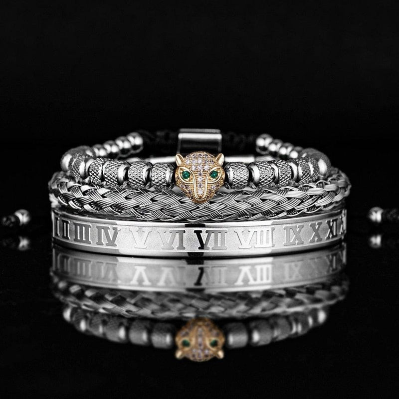 Kit de 3 Pulseiras Banhadas a Ouro e Prata Cravejadas com Cristais De Zircônia LUXURY PANTHER