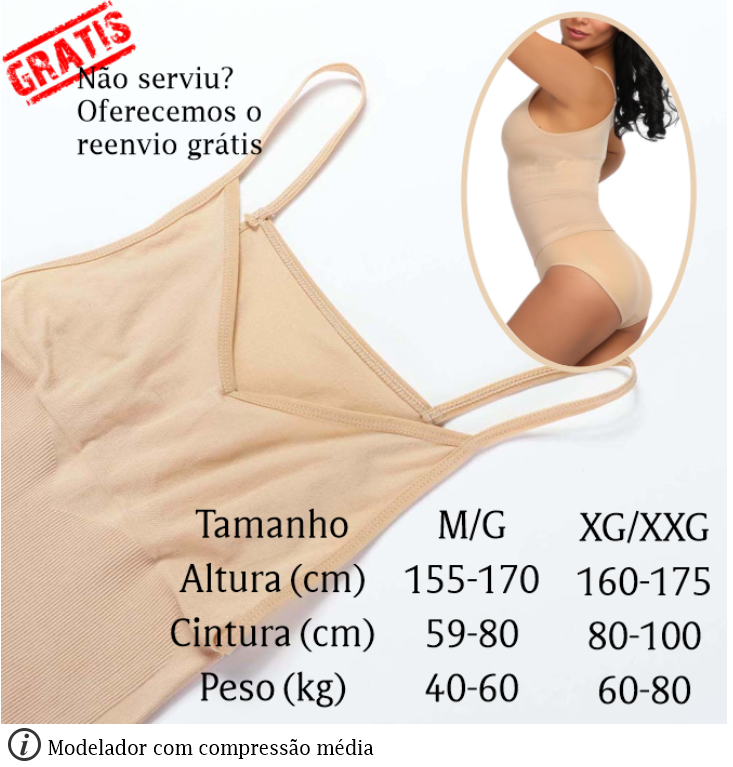 Kit 2 em 1 Modelador Corporal Regata e Calcinha Shape Now