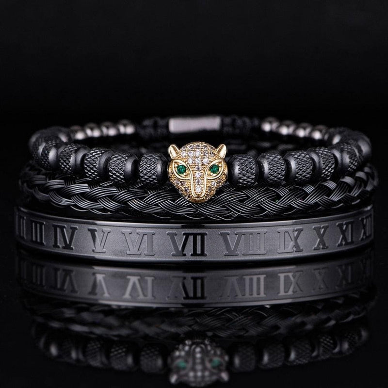 Kit de 3 Pulseiras Banhadas a Ouro e Prata Cravejadas com Cristais De Zircônia LUXURY PANTHER