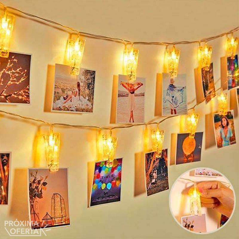 Cordão de Luzes Led com Pregadores para Fotografias - Photo Clip Lights